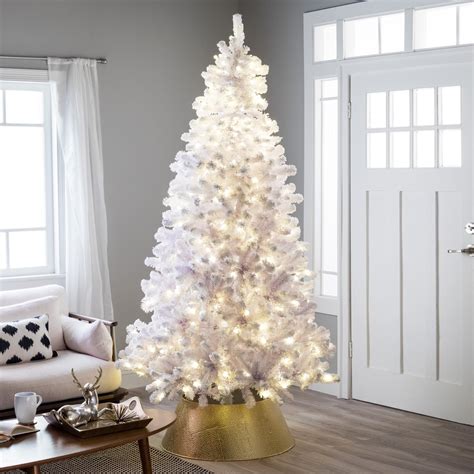 small white christmas tree with lights|5' white christmas tree prelit.